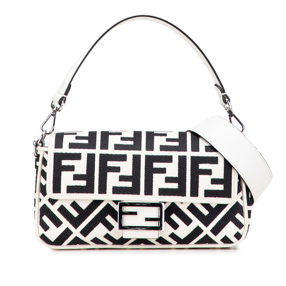 Pre-Loved Fendi Zucca Embroidered Canvas Baguette Satchel - Picture 1 of 10